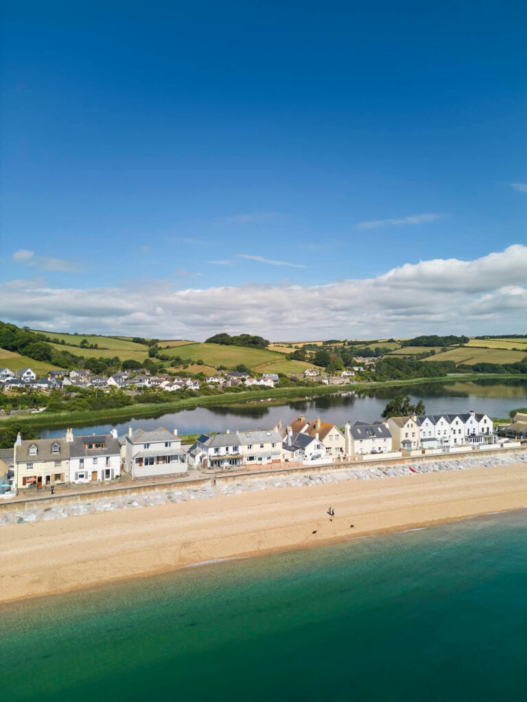 Aerial views over Torcross and Slapton Ley